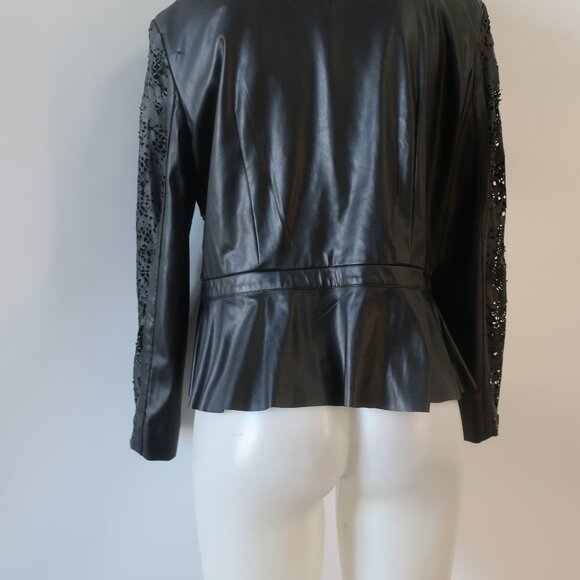 Womens Insight Black Faux Leather Cut Out Details Jacket 12 - Picture 8 of 9
